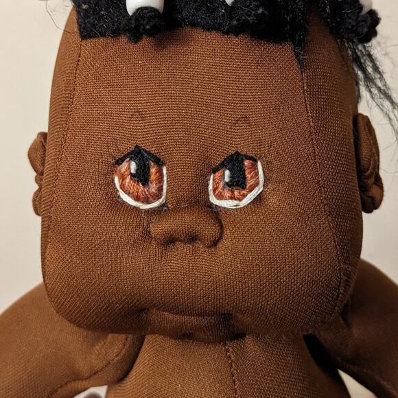 Vtg African American Baby Doll with Embroided Eyes